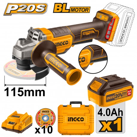 INGCO SMERIGLIATRICE A BATTERIA 20V D.115